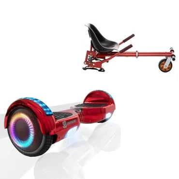 6.5 inch Hoverboard with Suspensions Hoverkart, Regular ElectroRed PRO, Standard Range and Red Seat with Double Suspension Set, Smart Balance
