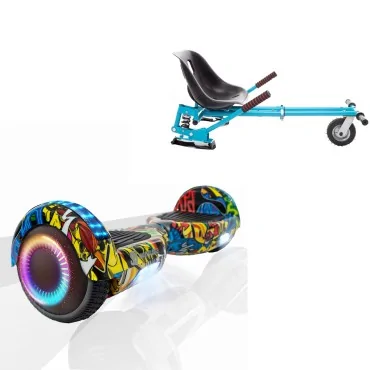 6.5 inch Hoverboard with Suspensions Hoverkart, Regular HipHop PRO, Standard Range and Blue Seat with Double Suspension Set, Smart Balance
