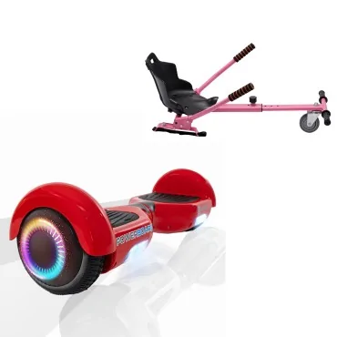 6.5 inch Hoverboard with Standard Hoverkart, Regular Red PowerBoard PRO, Extended Range and Pink Ergonomic Seat, Smart Balance