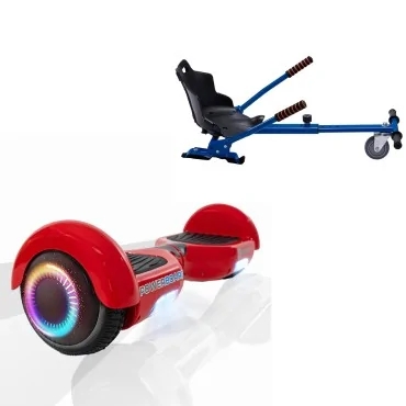 6.5 inch Hoverboard with Standard Hoverkart, Regular Red PowerBoard PRO, Standard Range and Blue Ergonomic Seat, Smart Balance