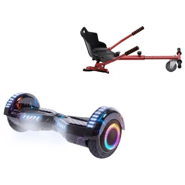6.5 inch Hoverboard with Standard Hoverkart, Transformers Thunderstorm Blue PRO, Standard Range and Red Ergonomic Seat, Smart Balance